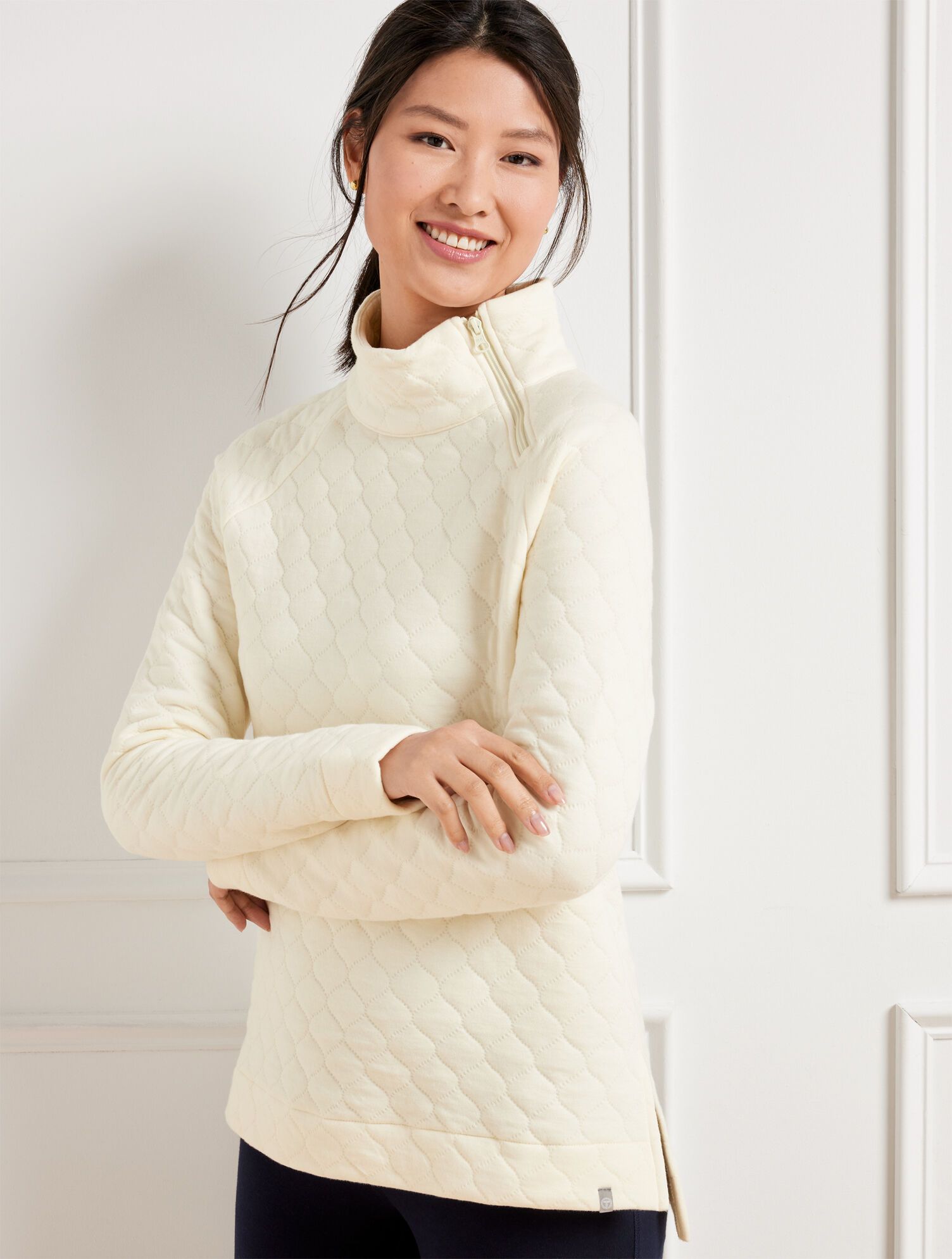 Asymmetrical Zip Quilted Pullover | Talbots