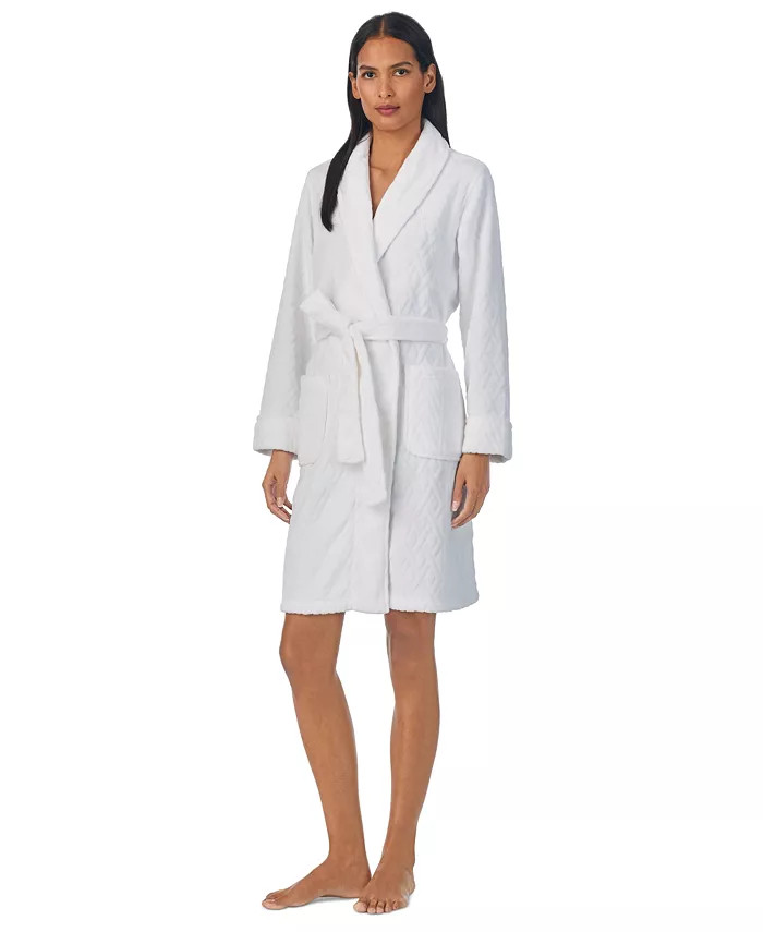 Women's Long-Sleeve Shawl Collar Plush Robe | Macy's
