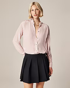 Jules ruffle-collar shirt in striped crepe de chine | J. Crew US