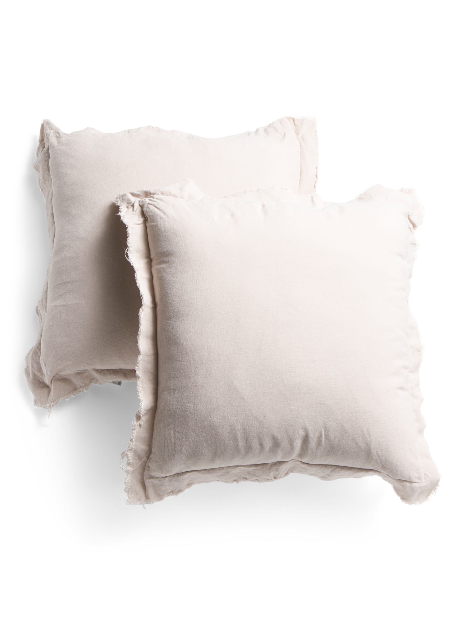 Made In Portugal 22x22 2pk Fringed Linen Pillows | TJ Maxx