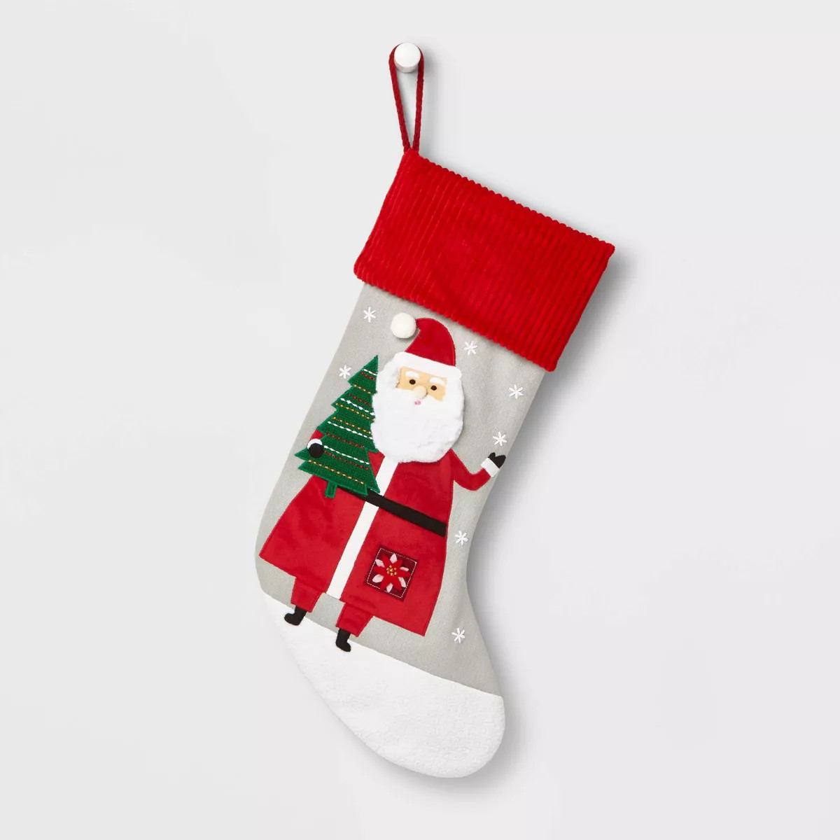 20" Santa Christmas Stocking - Wondershop™: Faux-Fur, Corduroy Cuff, Festive Decor | Target