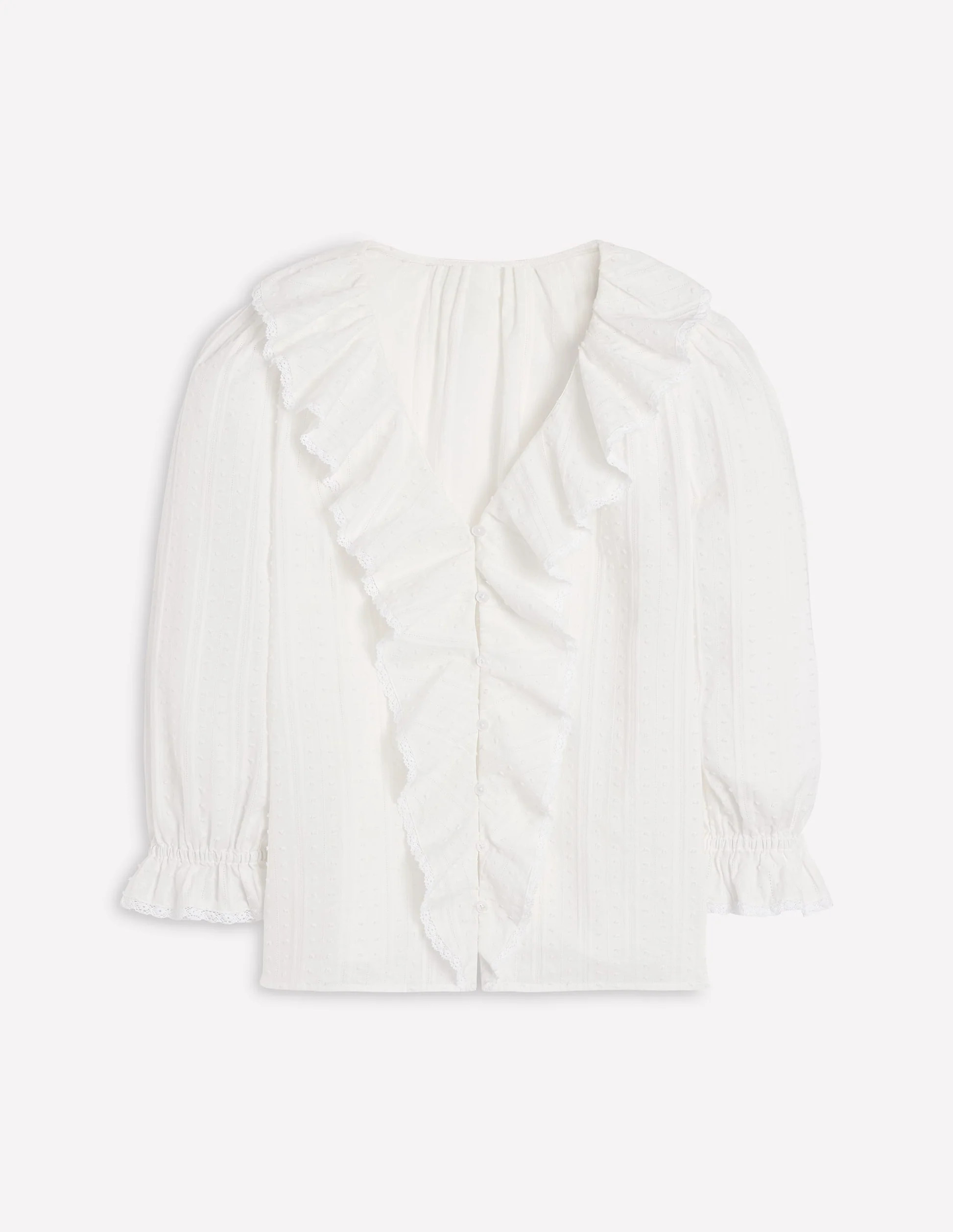 Eliza Ruffle V-Neck Blouse-White | Boden UK