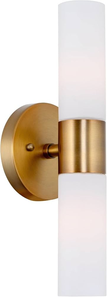 Kira Home Duo 14" Modern Wall Sconce with Frosted Glass Shades, for Bathroom/Vanity, Warm Brass F... | Amazon (US)