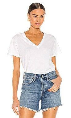 AGOLDE Thea V Neck T Shirt in White from Revolve.com | Revolve Clothing (Global)