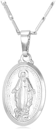 U7 Virgin Mary Necklace & Chain 22" 18K Gold Plated Women/Men Christian Jewelry Cross Miraculous ... | Amazon (US)