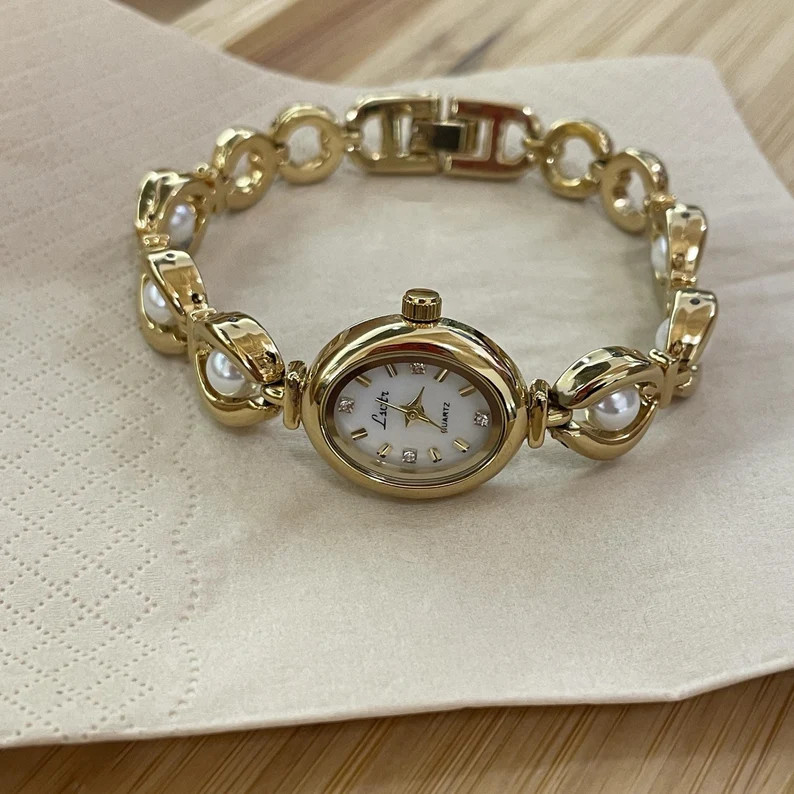 Personalized Women's Pearl Watch pearl Gold Watch With Name freshwater Pearl Watch Elegant Watch ... | Etsy (US)