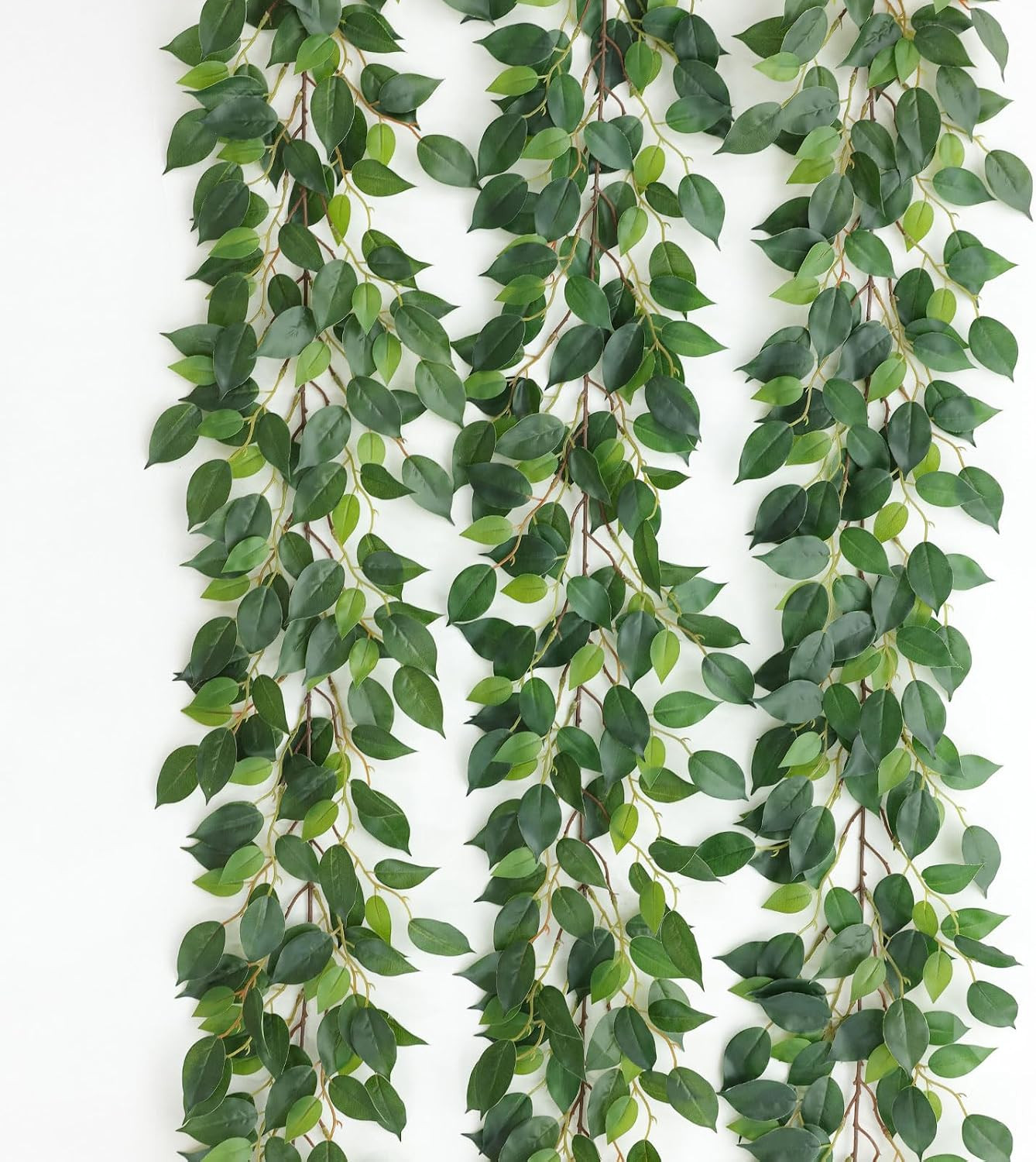 Mizii 3 Packs Artificial Vines Garland 78'' Fake Ficus Vine Greenery Garland Silk Green Leaves Decoration Faux Hanging Plants for Wedding Table Centerpieces Wall Room Decor (78in) | Amazon (US)