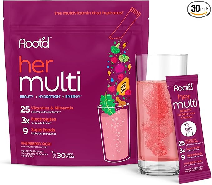 Root'd Multivitamin Powder for Women - 25 Vitamins & Minerals with 3X Electrolytes, 9 Organic Sup... | Amazon (US)