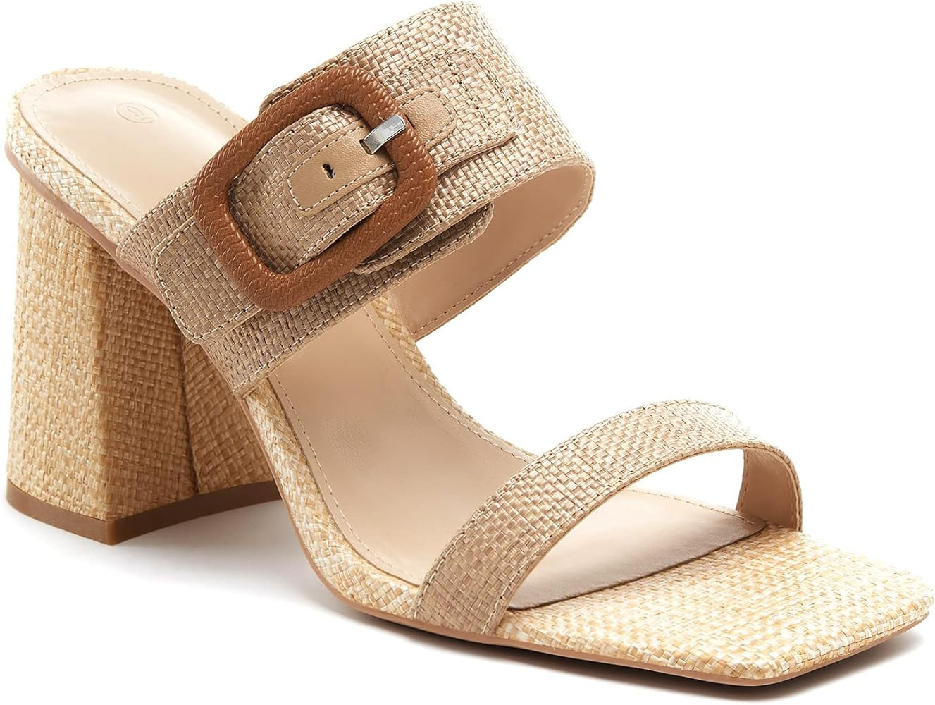 Junayuan Womens Chunky Block Heels Sandals Slip On Square Open Toe Backless Buckle Comfortable Dr... | Amazon (US)