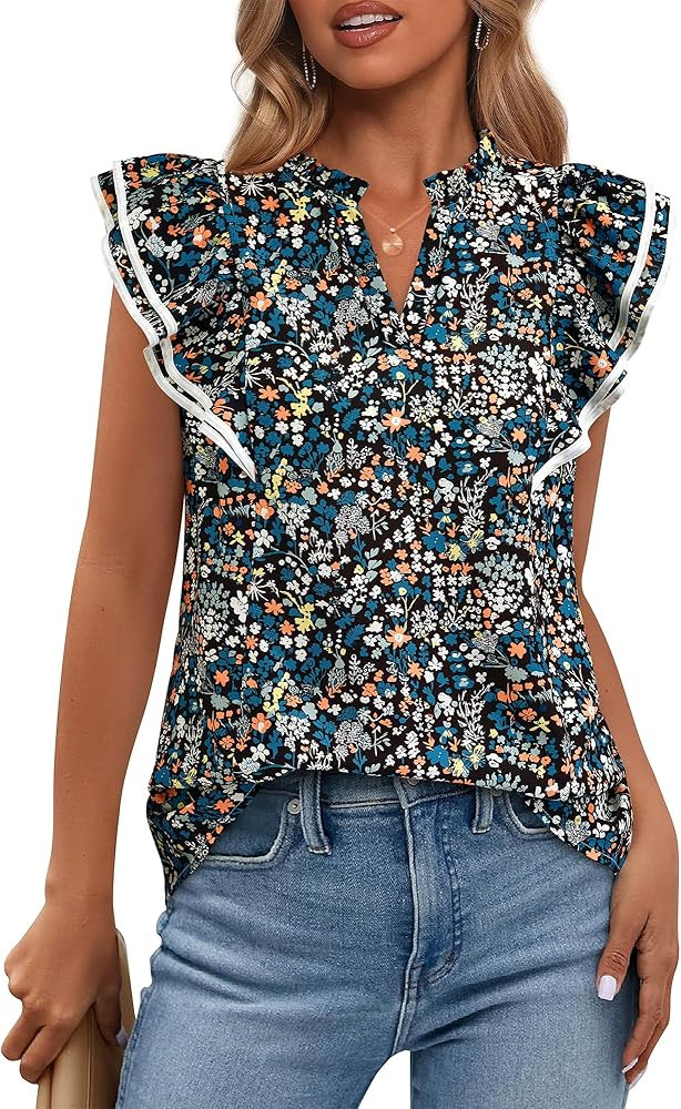 BTFBM Short Sleeve Summer Blouses for Women | Amazon (US)