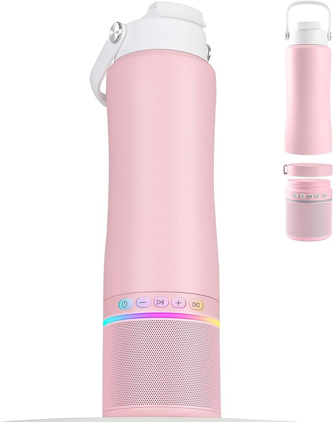 Water Bottle with Portable Bluetooth Speaker - Modular Insulated Water Bottles w/Handle, BT5.3, T... | Amazon (US)
