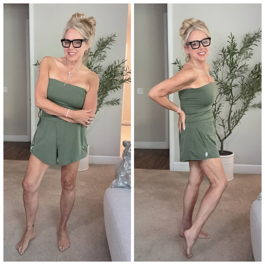 This sage green Free People romper (M) is lightweight, flattering, and one of those pieces you can throw on and instantly feel put together. Dress it up with jewelry or keep it casual with sneakers—either way, it's a summer favorite. RomperStyle #SummerStyle #CasualChic #EverydayFashion #WearWhatYouLove #LTKStyle 

 #LTKSeasonal #LTKActive #LTKOver40