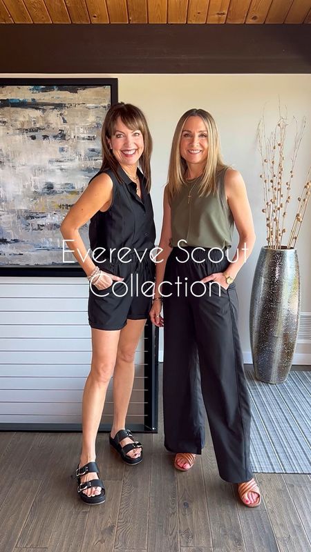 We’ve never been more ready to pack a suitcase!🧳 The new @evereveofficial Scout collection is made from lightweight performance fabric & designed for the ultimate in carefree style! 
•
Both Krista’s romper and my wide leg pants and tanks have elevated touches that allow for both casual and dressy outfits! Perfect for travel and busy weekends—there’s hope for us to fit in a carryon bag yet!👏🏼✈️
HOW TO SHOP OUR LOOKS:
1️⃣Comment LINKS and we will send you a DM with links to both our outfits!
2️⃣OR click on link in our bio to shop our looks on the @shop.ltk app
3️⃣OR click on link in bio to shop on our lastseenwearing.com website 
4️⃣We will also share all the links in our stories!🛍️

Evereve, travel outfit, vacation outfit, going out outfit, weekend outfit, athleisure, workwear, 

#LTKtravel #LTKunder100 #LTKFind