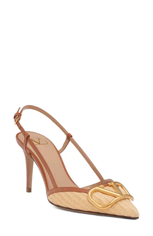 Valentino Garavani VLOGO Signature Slingback Pump in Beige at Nordstrom, Size 10.5Us | Nordstrom