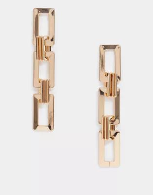 ASOS DESIGN earrings in square link drop in gold tone | ASOS (Global)