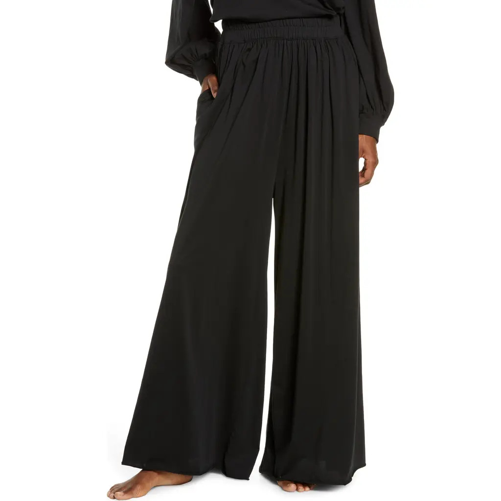 Lunya Organic Pima Wide Leg Lounge Pants in Immersed Black at Nordstrom, Size X-Small | Nordstrom