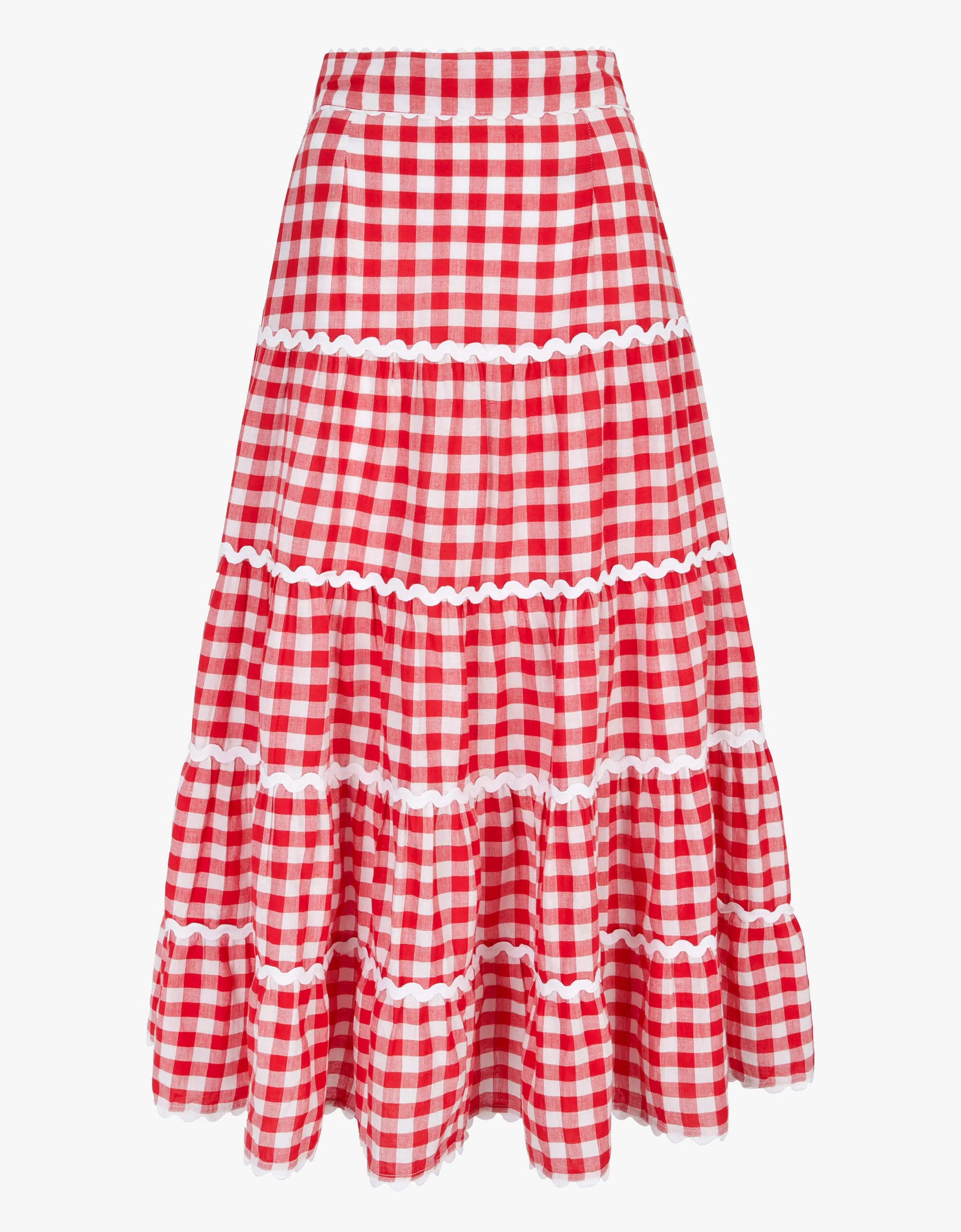 White and Red Berry Gingham Etta Skirt | Pink City Prints UK