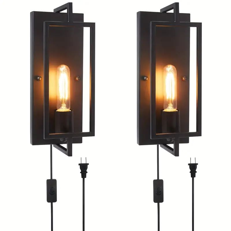 2 Pack, Plug-in Wall Sconce, Industrial Plug-in Wall Sconce Light Fixture, Vintage Wall Sconce, B... | Temu Affiliate Program