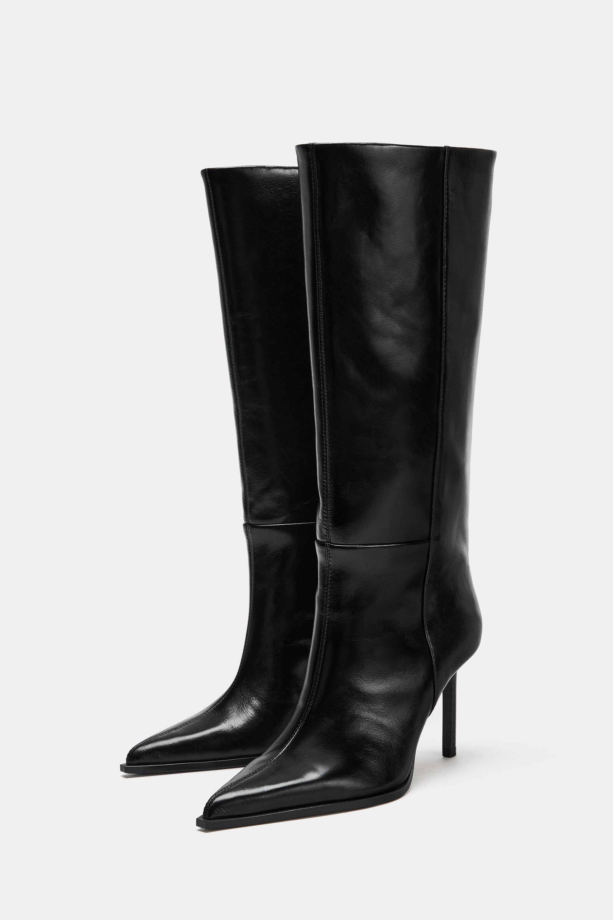 HEELED LEATHER BOOTS | Zara US