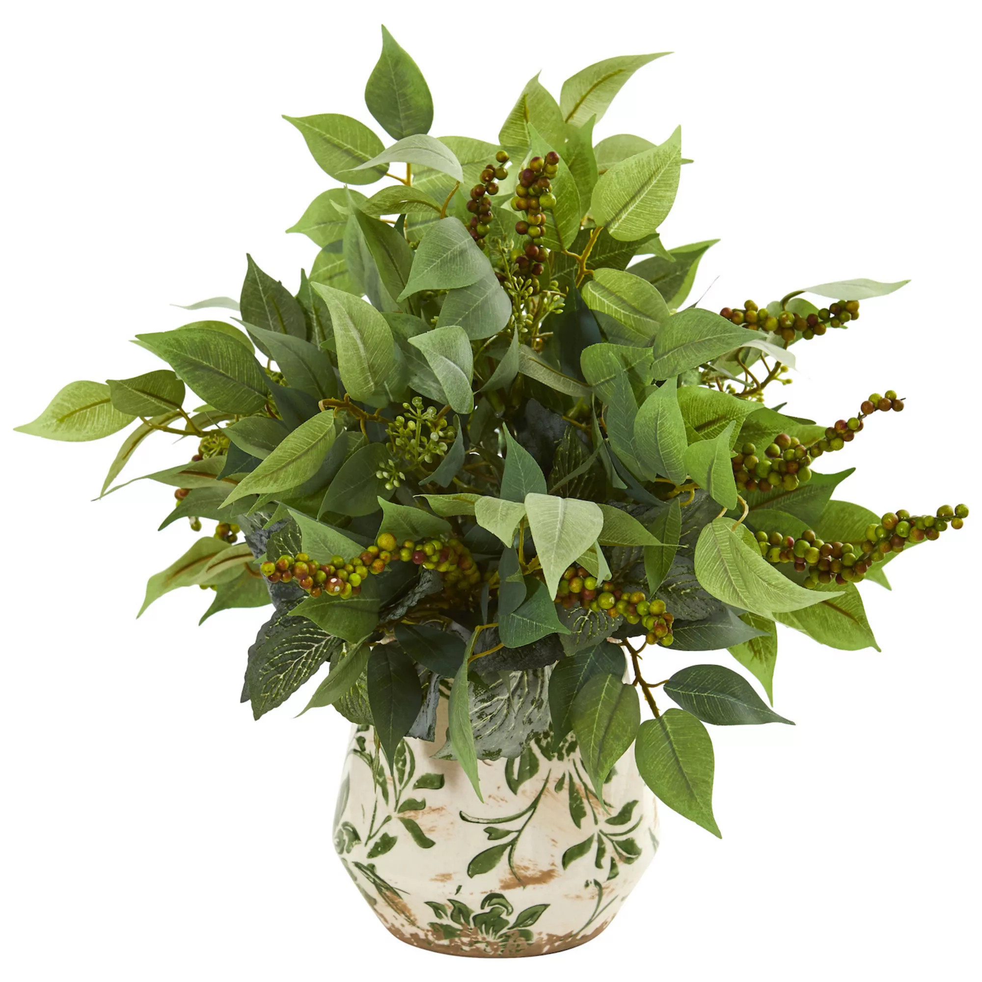 nearly natural Mixed Ficus, Fittonia & Berries Artificial Plant in Floral Vase | Kohl's