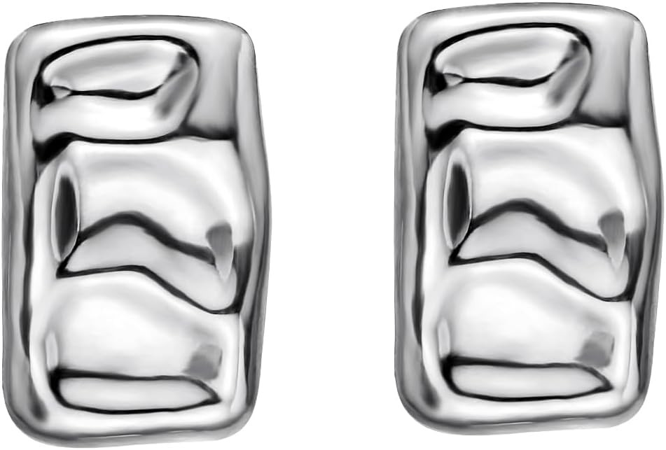 Geometric Rectangle Gold Plated Stud Earrings Irregular Hammered Chunky Statement Square Earrings... | Amazon (US)