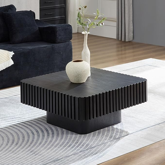 35.43" Square Coffee Table for Living Room with Sturdy Pedestal, Modern Wood Center Table Accent ... | Amazon (US)