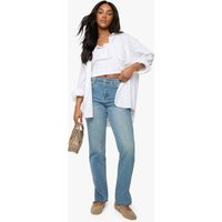 Womens Boohoo Basics Split Hem Straight Leg Jeans - Blue - 12/32L | boohoo (US & Canada)