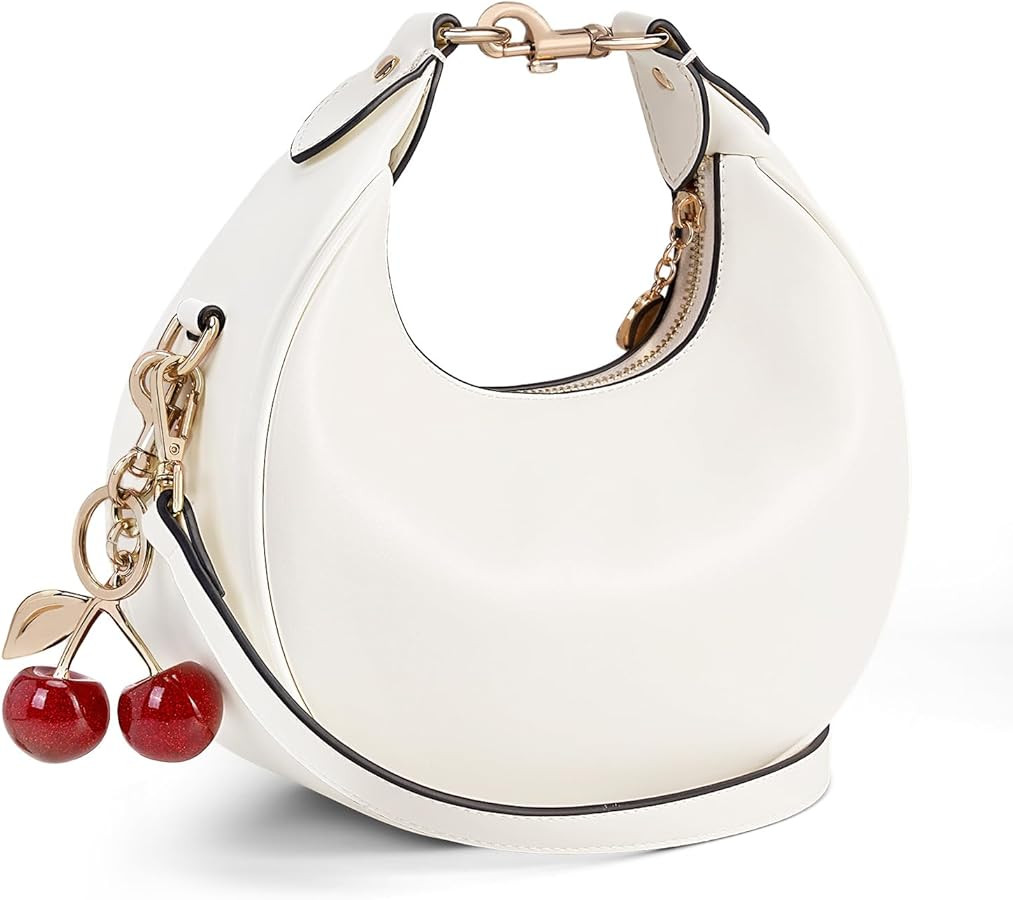 Lushandy Soft Leather Crescent Bag Small Shoulder Bag with Cherry Luna Bag 3-in-1 Clutch Purse De... | Amazon (US)
