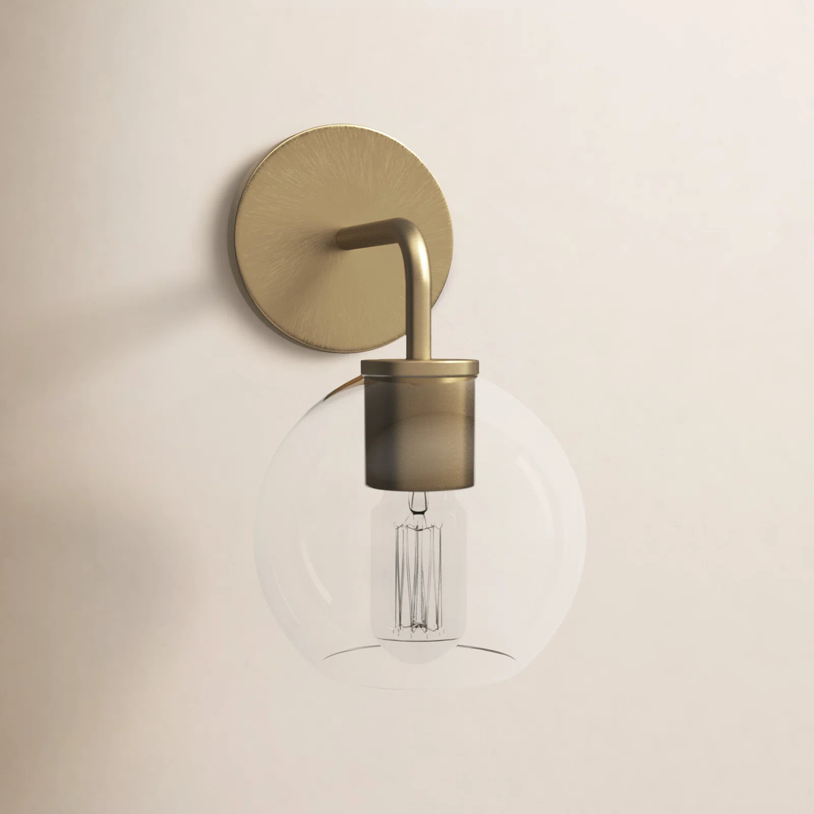 Childerley Single Light Glass Steel Dimmable Armed Sconce | Joss & Main