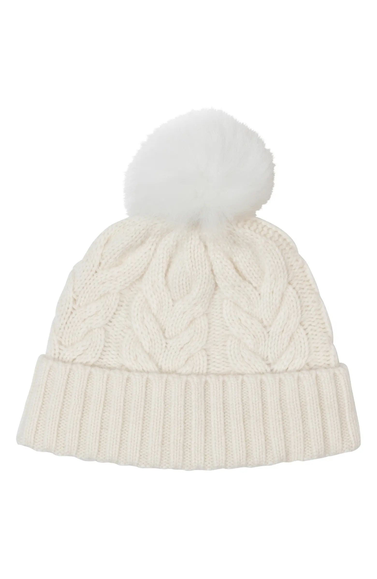 Sofia Cashmere Shearling Pompom Knit Hat | Nordstrom | Nordstrom