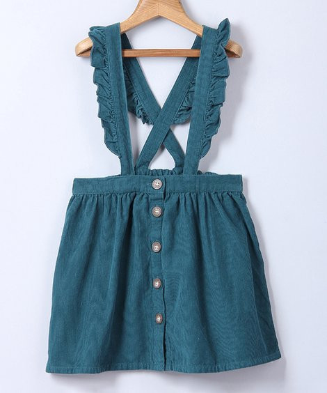 Beebay Teal Ruffle-Strap Corduroy Jumper - Infant, Toddler & Girls | Zulily
