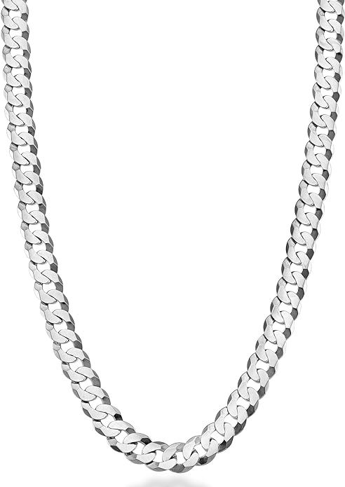 Miabella Solid 925 Sterling Silver Italian 7mm Diamond Cut Cuban Link Curb Chain Necklace for Men... | Amazon (US)