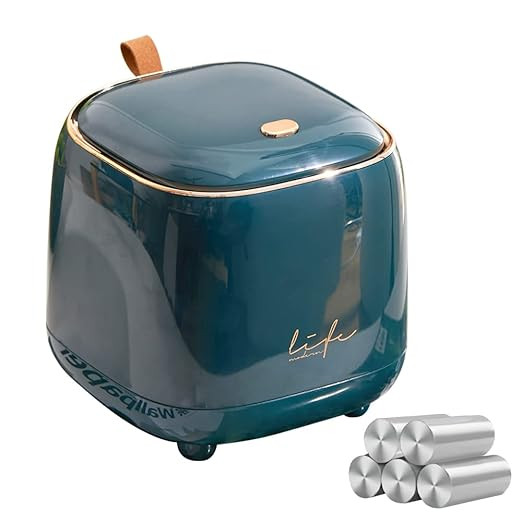 Mini Countertop Trash Can with 5 Rolls of Trash Bags, Waste Can with Press Type Lid, 0.5 Gallon/1... | Amazon (US)