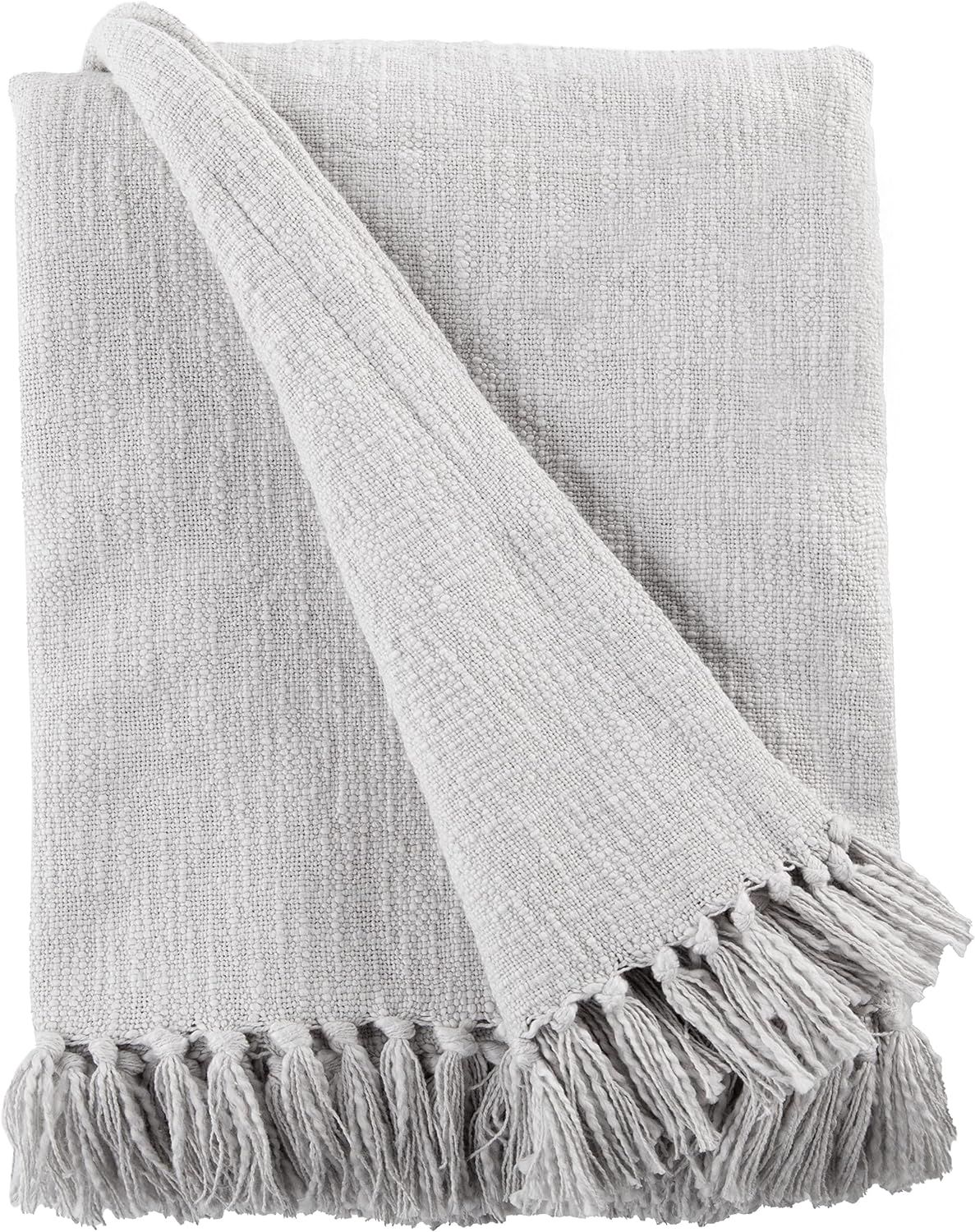 Sticky Toffee Woven Cotton Slub Throw Blanket with Fringe, Thick and Durable, 50 in x 60 in, Gray | Amazon (US)