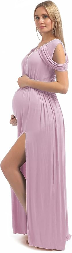 Maternity Dress for Photography Off Shoulder Gown Side Split Maxi Pregnancy Dresses for Baby Show... | Amazon (US)