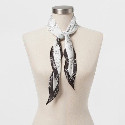 Women's Silhouette Printed Scarf - A New Day™ + Vital Voices White/Black | Target