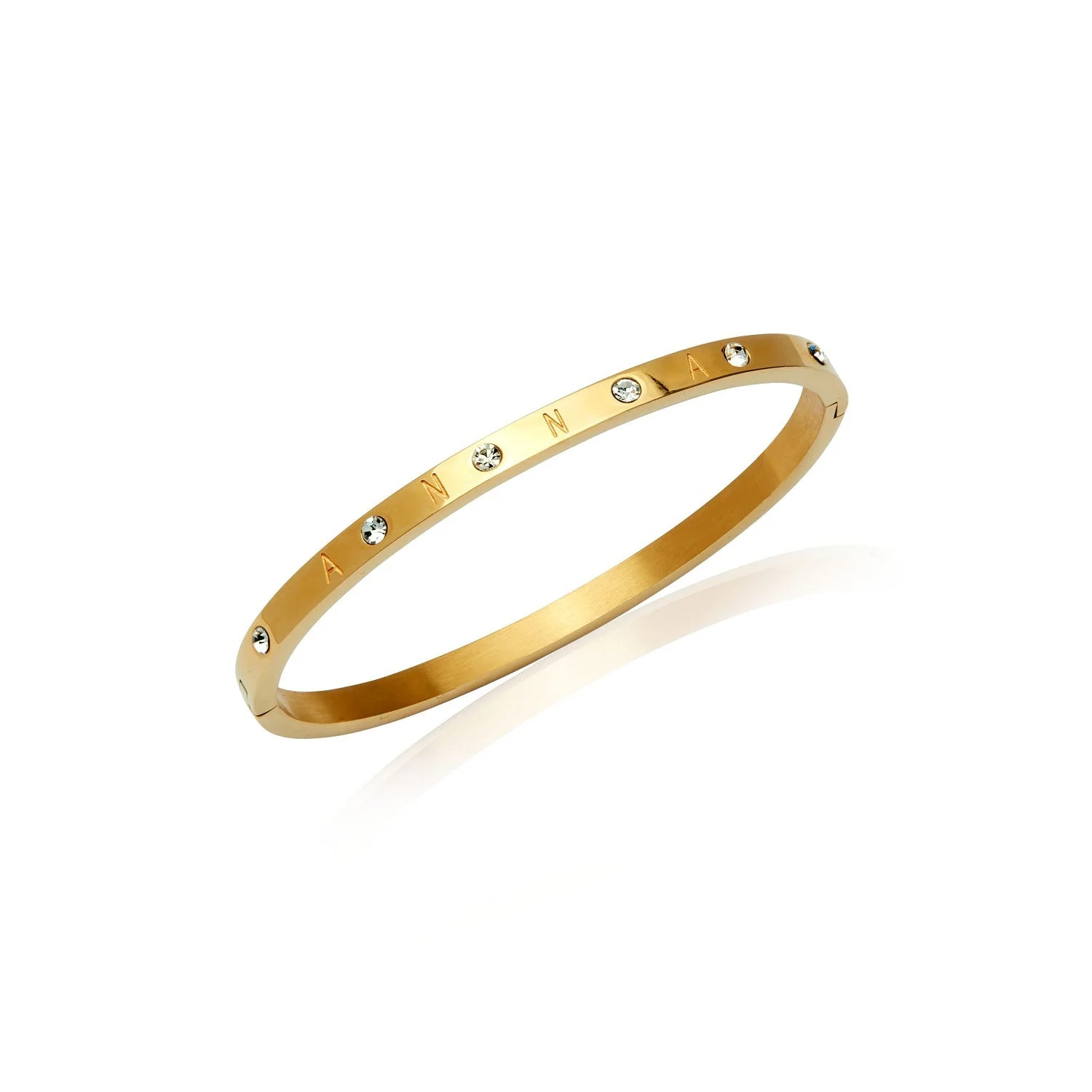 Custom Crystal Name Bangle (Gold) | Abbott Lyon