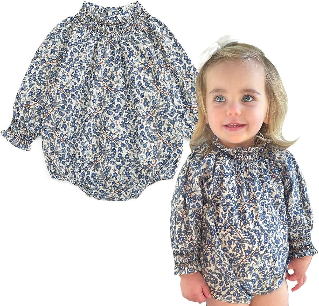 Curipeer Infant Baby Girls Floral Romper Casual Long Sleeve Jumpsuit for Summer | Amazon (US)