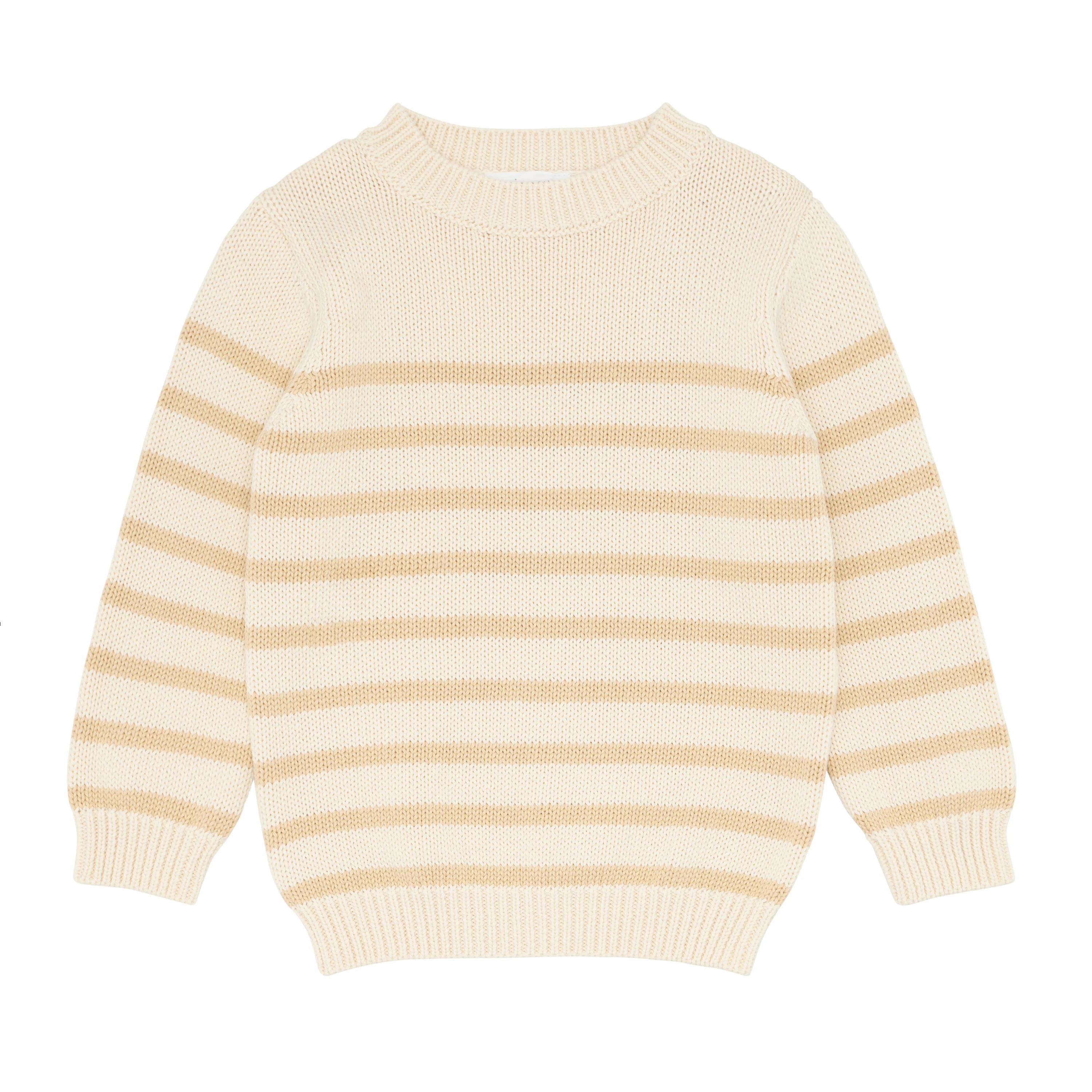 unisex cream and tan stripe knit sweater | minnow