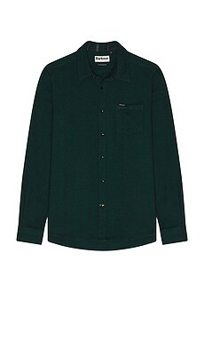 Barbour Robertson Tailored Herringbone Shirt in Evergreen from Revolve.com | Revolve Clothing (Global)