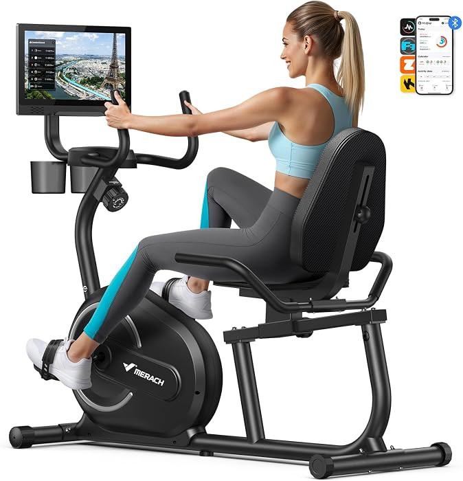MERACH Recumbent Exercise Bikes for Home with Smart Bluetooth Equipment Exercise Bikes App,LCD,Heart Rate Handle Stationary Bikes for Home, Magnetic Recumbent Exercise Bike for Seniors Gym S08/S23 | Amazon (US)
