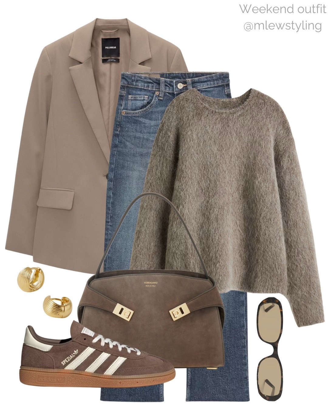 Fall weekend outift 🤎

Tags: elevated casual, taupe blazer, new in Zara crop flare jeans, mohair H&M sweater, brown adidas Spezial sneakers, Ferragamo hug bag, everyday look, autumn outfit 

#LTKItBag #LTKShoeCrush #LTKStyleTip
