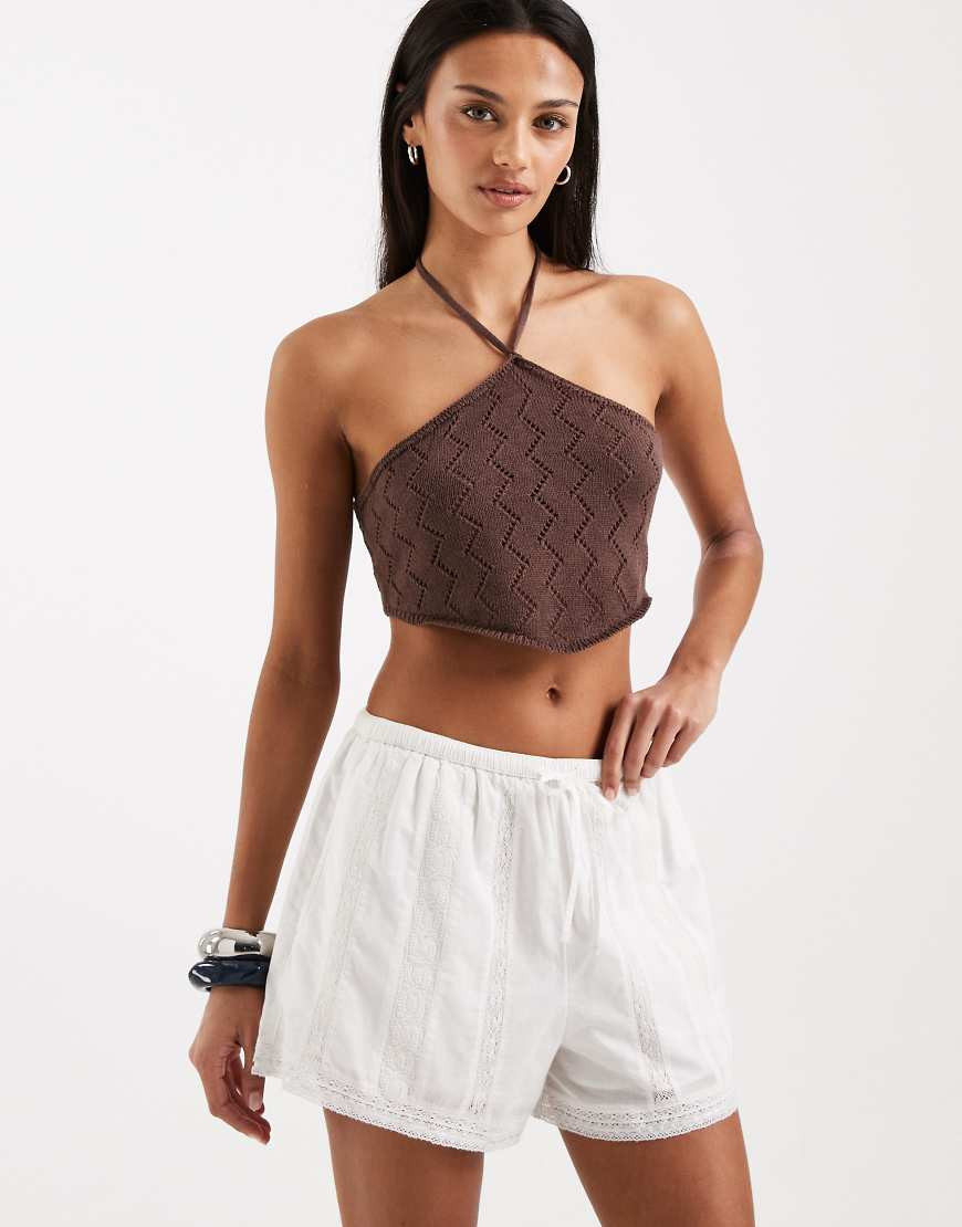 Abercrombie & Fitch pull on embroidered boho shorts in white | ASOS (Global)