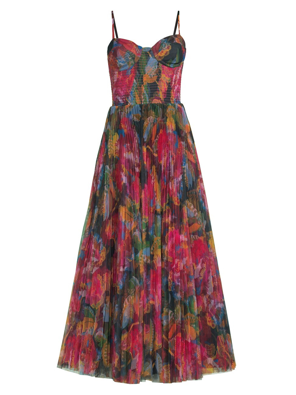 Women's Brianna Floral Pleated Gown - Black Dark Rainbow Floral - Size XXS | Saks Fifth Avenue