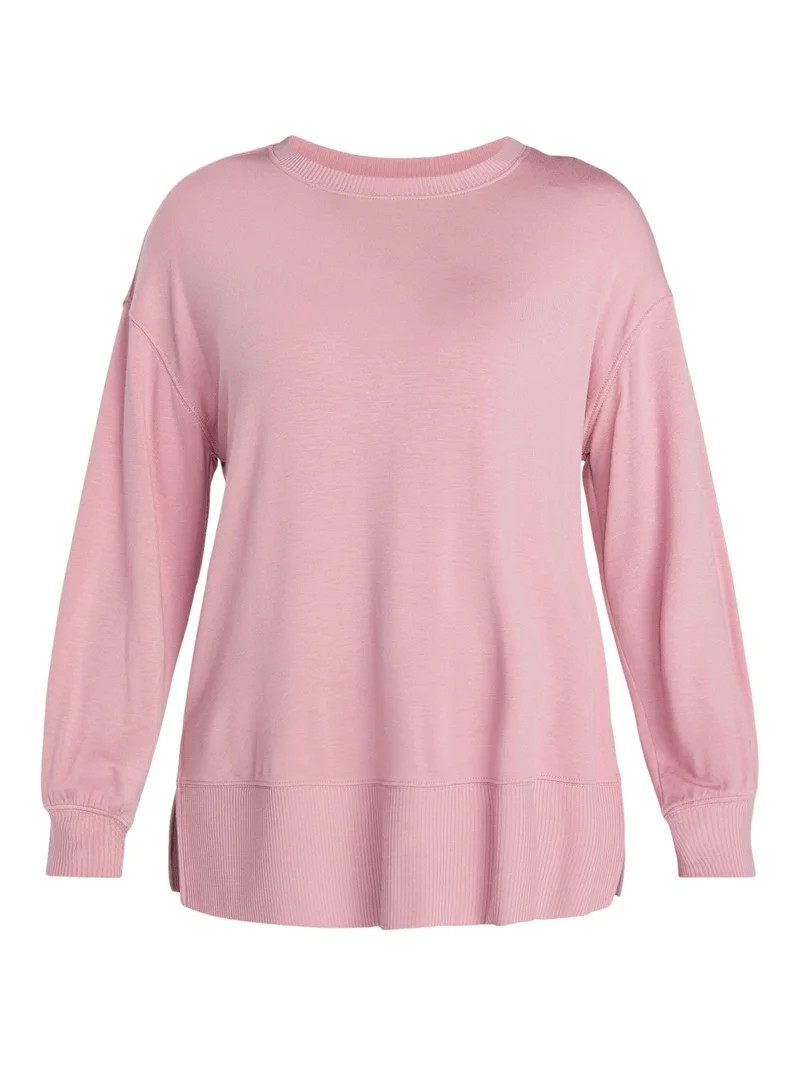 Time and Tru Women's French Terry Tunic Top with Long Sleeves, Sizes XS-XXXL | Walmart (US)