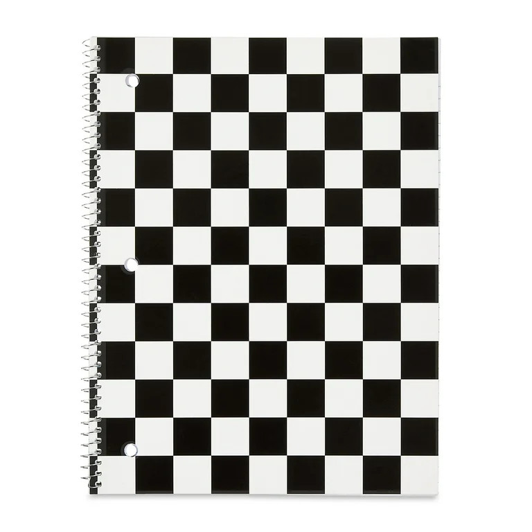 Pen+Gear 1 Subject Notebook, College Ruled, 8" x 10.5", Black and White Checkered, 70 Sheets | Walmart (US)