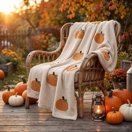 Fall Pumpkin Flannel Throw Blanket, Embossed Pumpkin Blanket, for Thanksgiving and Halloween Home, Sofa, Couch, Bed Decor | Walmart (US)