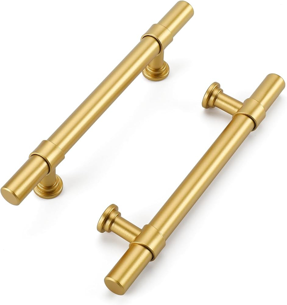 Haliwu Cabinet Handles, 20 Pack Brushed Brass 4 inch Kitchen Hardware, Gold Pulls for Cabinets, B... | Amazon (US)