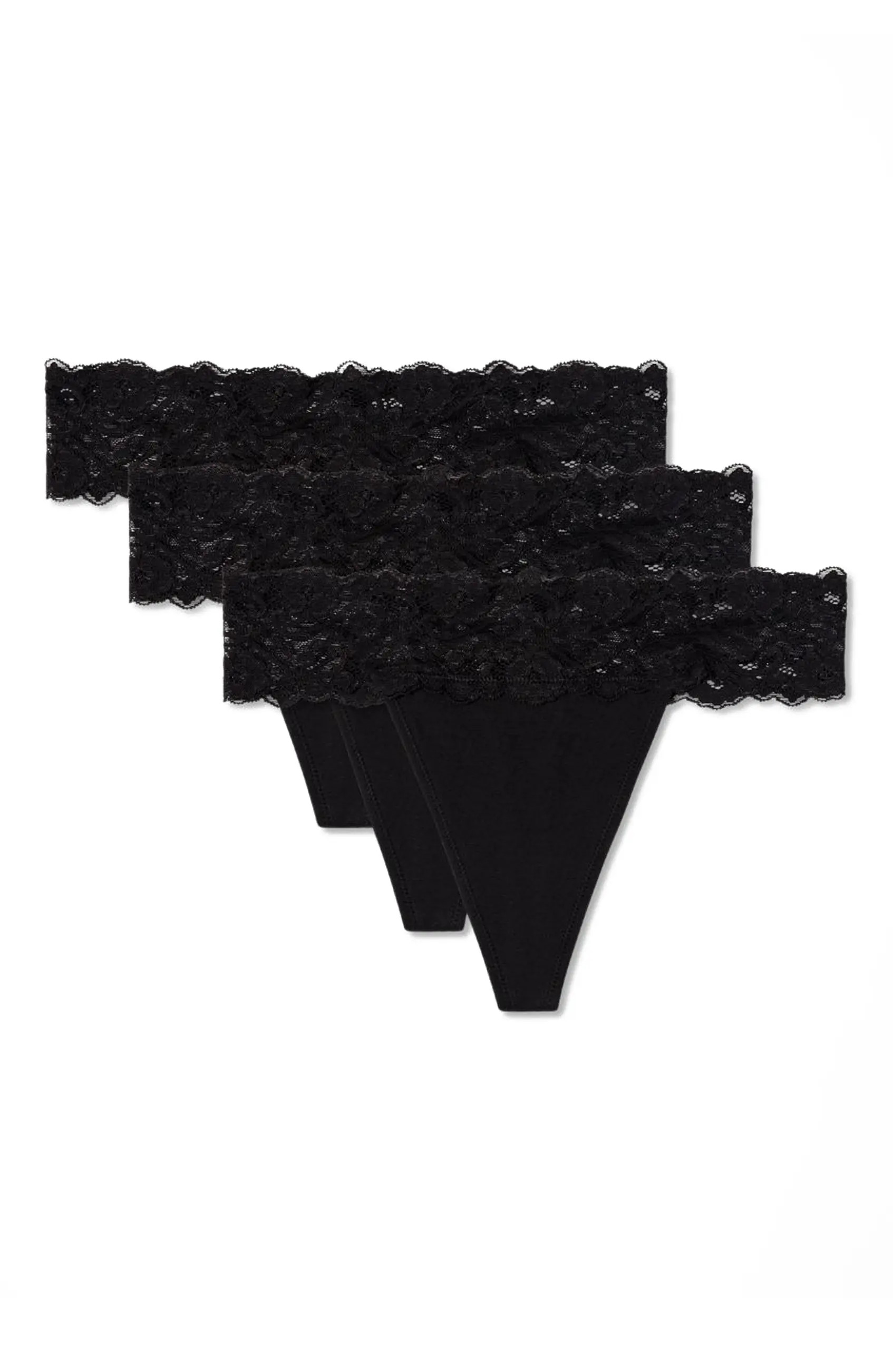 Lace Waist Thong 3-Pack Made With Organic Cotton (Women) | Nordstrom | Nordstrom
