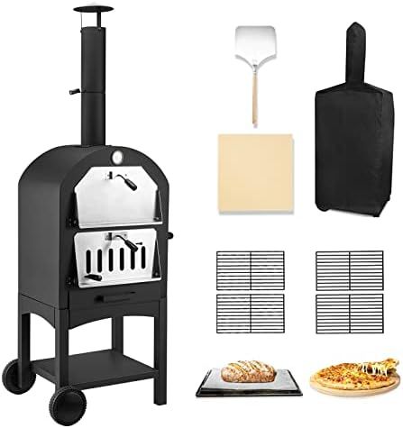 U-MAX Outdoor Pizza Oven Wood Fire with Waterproof Cover, Freestanding, Steel Pizza Grill, Pizza ... | Amazon (US)